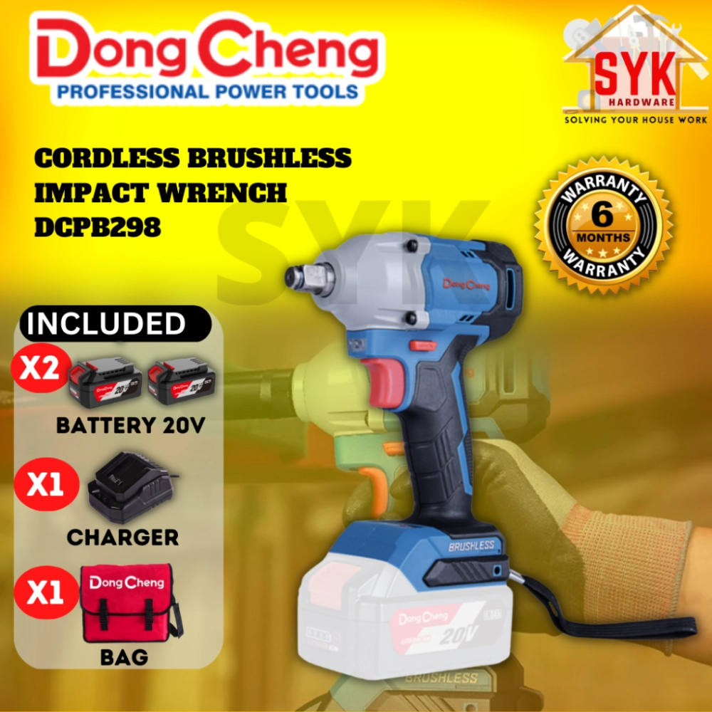 SYK DongCheng DCPB298 Cordless Brushless Impact Wrench Power Tools Screwdriver Impact Driver Mesin Impact
