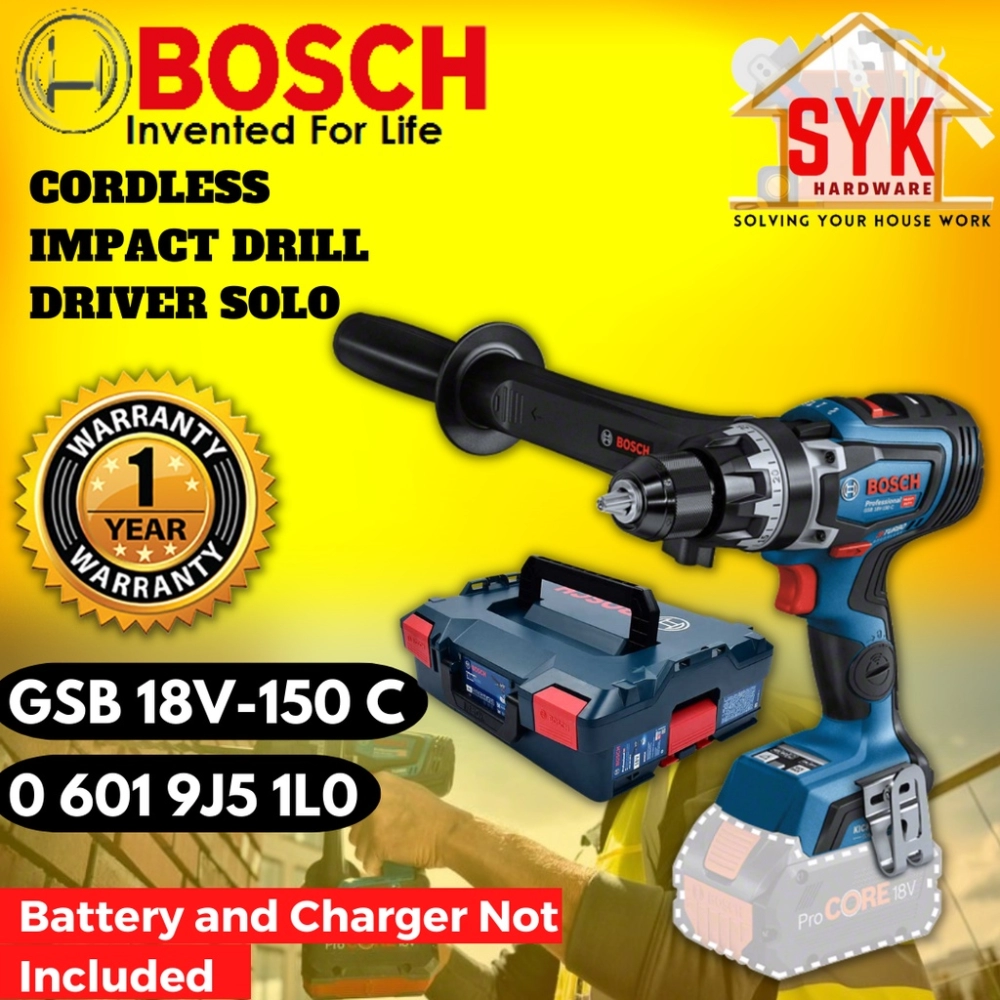 SYK Bosch GSB 18V-150 C Cordless Impact Drill Driver Solo Power Tools Machine Mesin Impack Drill 0 601 PJ5 1L0