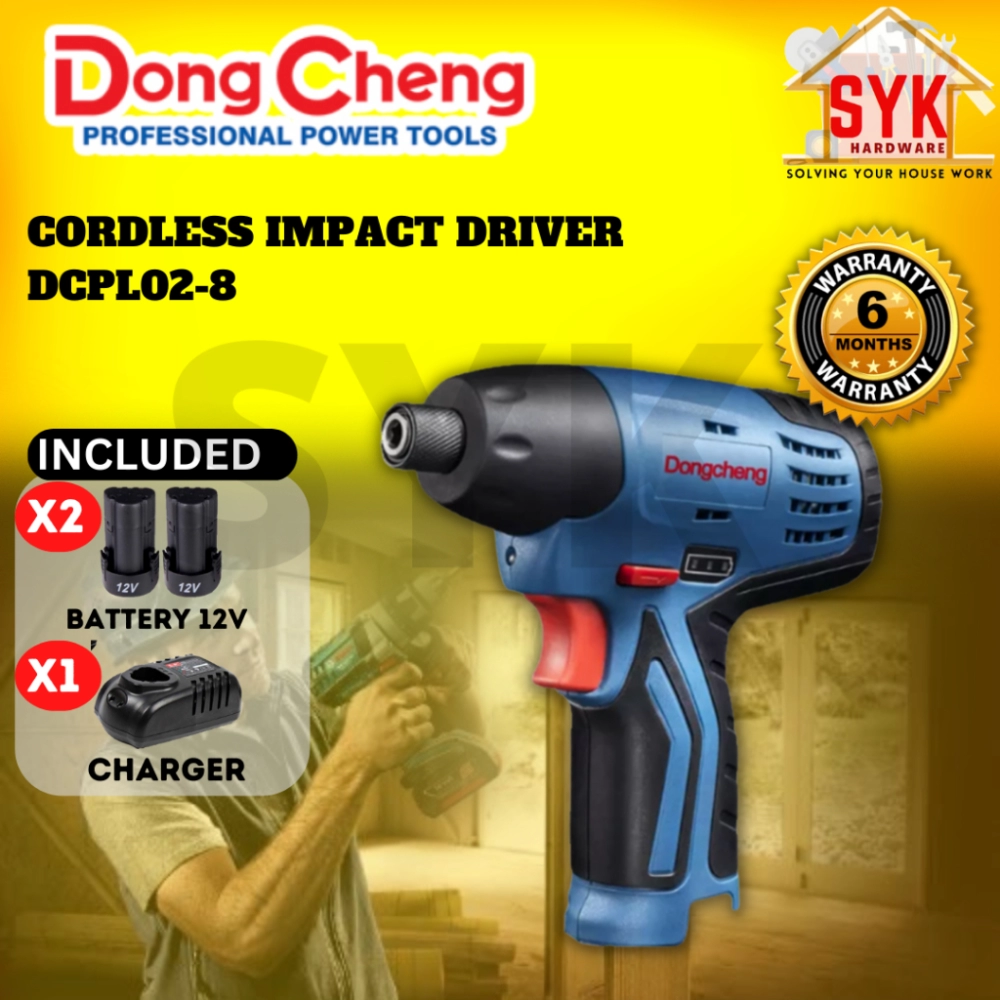 SYK DongCheng DCPL02-8 Cordless Impact Drill Driver Battery Drill Impact Driver Mesin Impact Drill Batteri