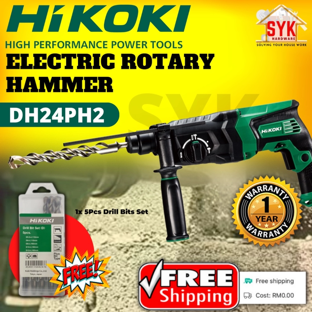 SYK (FREE SHIPPING) HIKOKI HITACHI DH24PH2 730W Electric Rotary Hammer Drill Power Tools Hacker Hammer Drill
