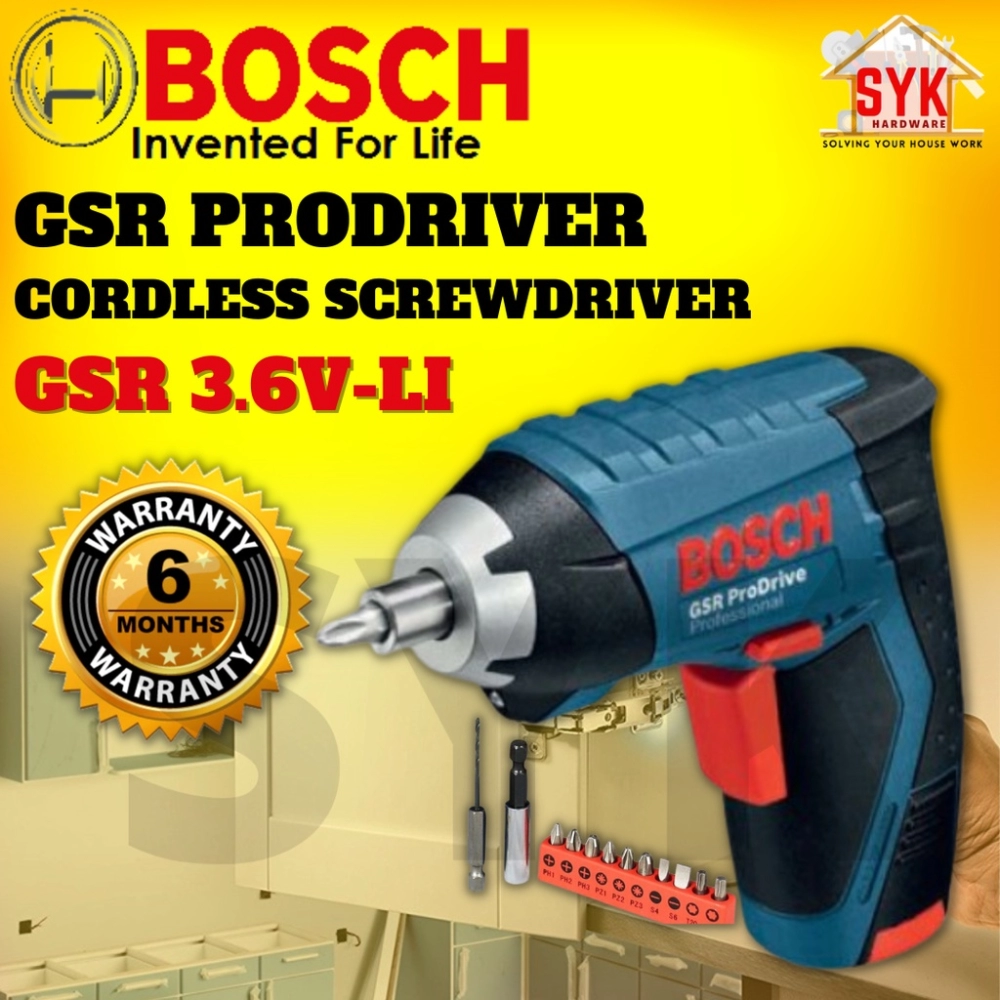 SYK Bosch 06019A20L1 3.6V GSR 3.6V-LI ProDriver Cordless Screwdriver Screw Drilling Machine Mesin Gerudi Bateri