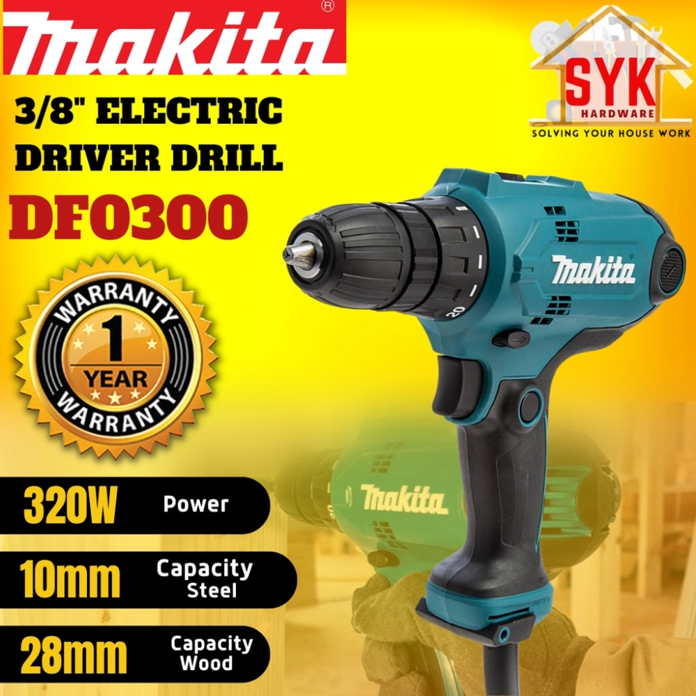SYK Makita DF0300 Electric Driver Drill Wood Metal Drilling Machine Mesin Gerudi Elektrik Drill Kayu Besi
