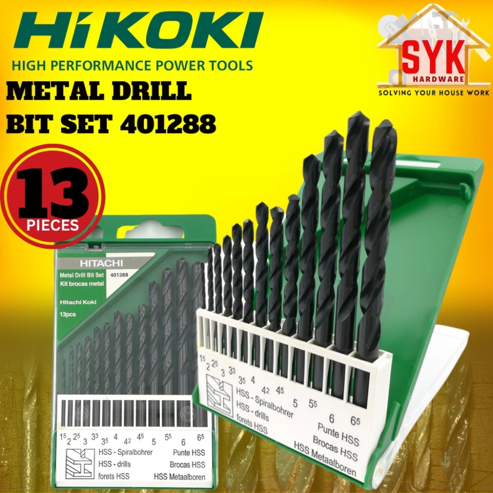 SYK Hikoki 401288 Metal Drill Bit Set 13Pcs HSS Drill Bits Accesories Mata Drill Besi Mata Tebuk Besi