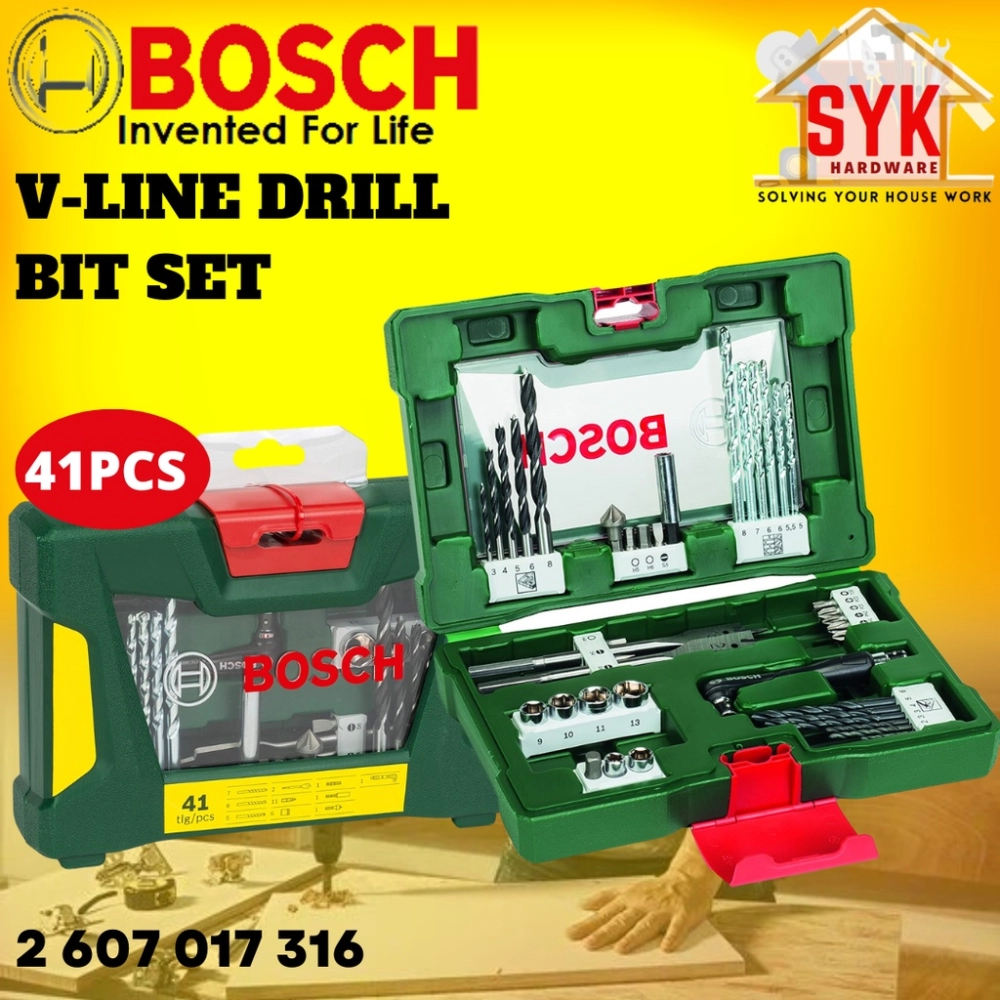SYK Bosch V-Line 41Pcs Wood Metal Masonry Drill Bit Screwdriver Bit Set Mata Drill Skru 2 607 017 316