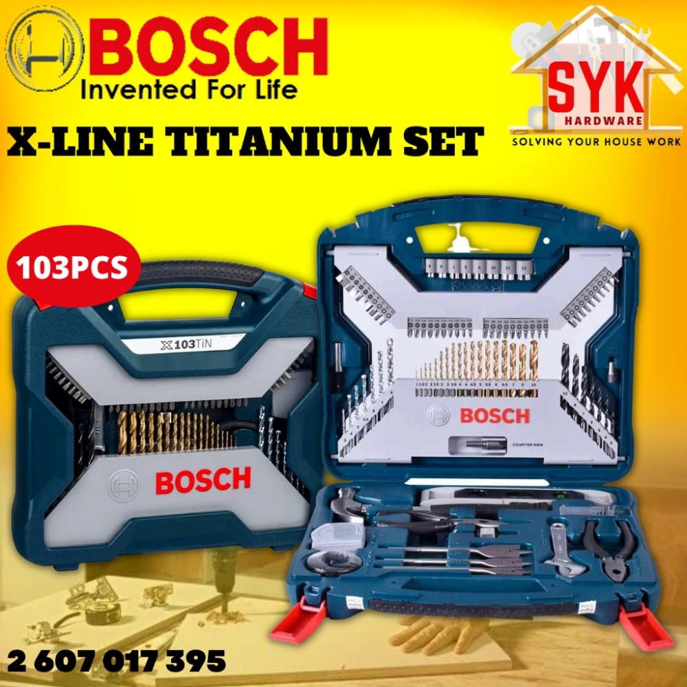SYK Bosch X-Line Titanium Set 103Pcs Wood Drill Bit Screwdriver Set Aksesori Pemutar Screwbit Gerudi  2 607 017 395