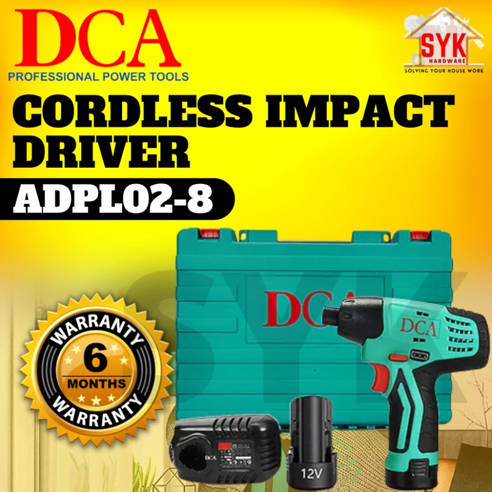 DCA ADPL02-8 12V Cordless Impact Driver Impact Wrench Wood Drilling Machine Mesin Impak Wrench Driver Tool Set