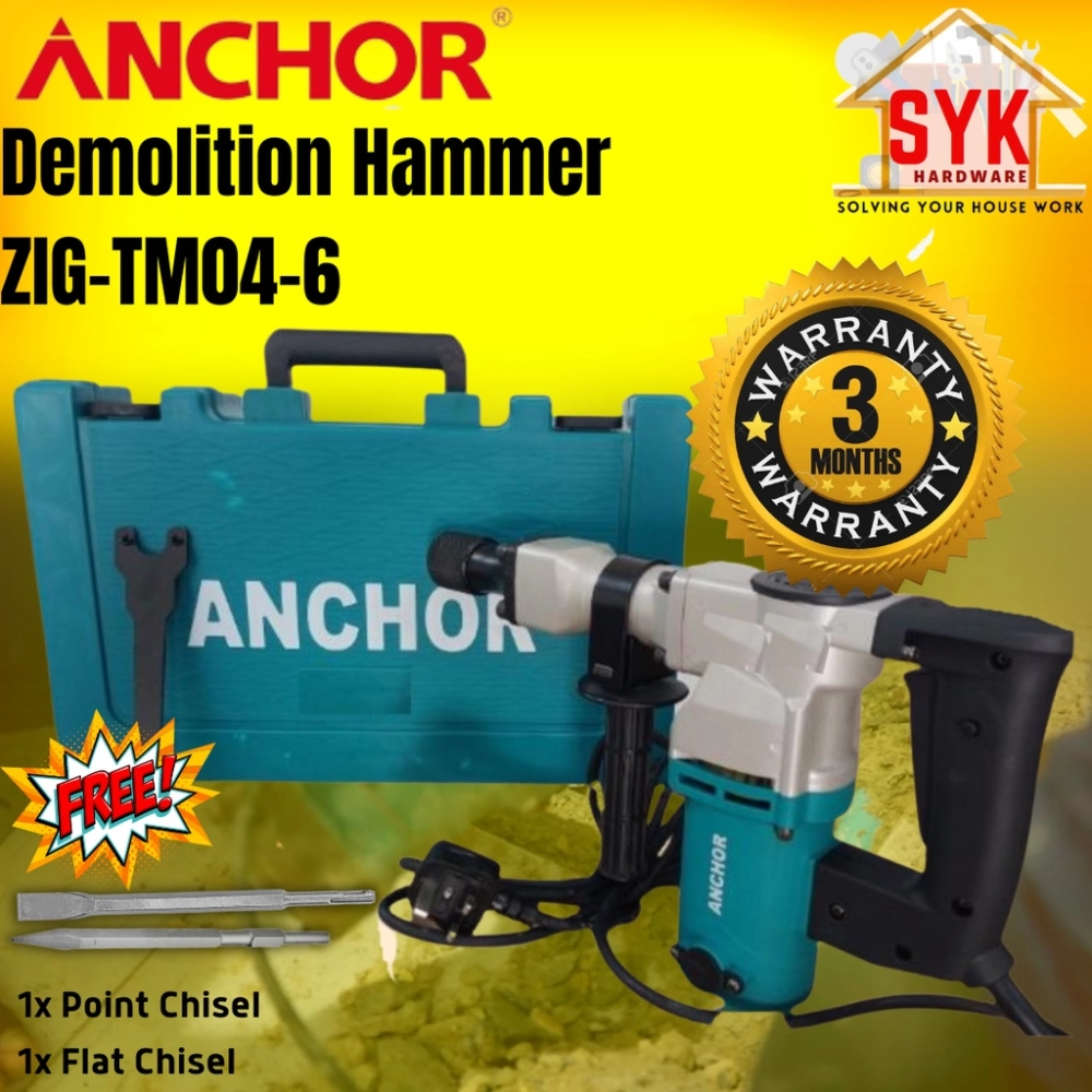 SYK ANCHOR ZIG-TM04-6 Demolition Hammer Power Tools Hacker Hammer Drill Mesin Pecah Batu Mesin Hacker + FREE GIFT