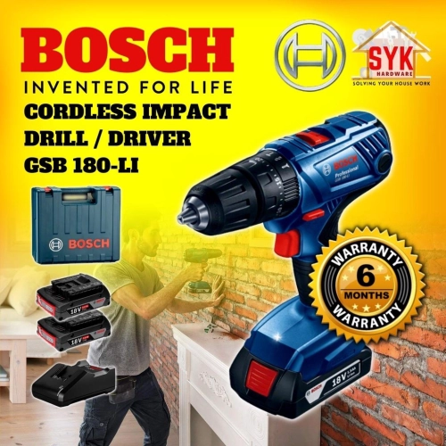 SYK Bosch GSB 180-LI Professional Cordless Drill Impact Drill Impact Driver Power Tools Machine - 06019F83L0