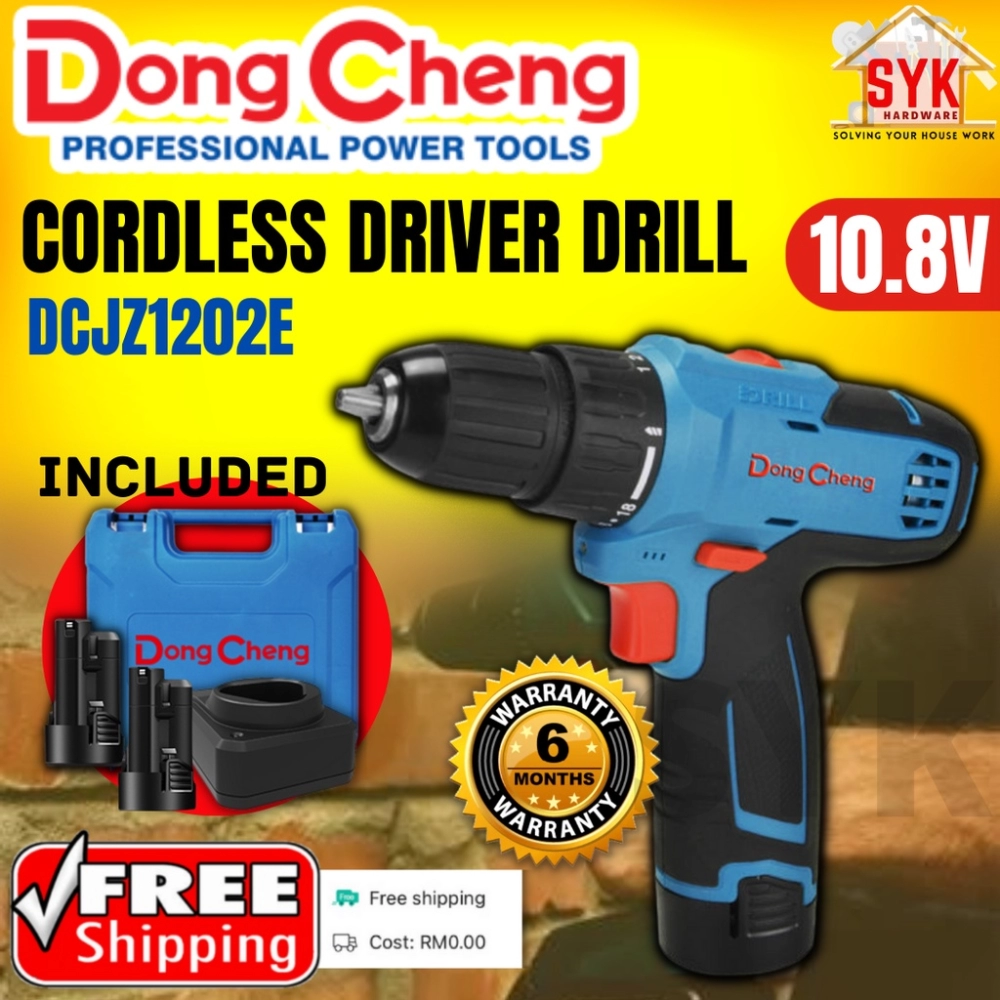(FREE SHIPPING) SYK Dongcheng DCJZ1202E Cordless Driver Drill Mesin Bor Mata Obeng Menggunakan Bateri (10.8Volts)