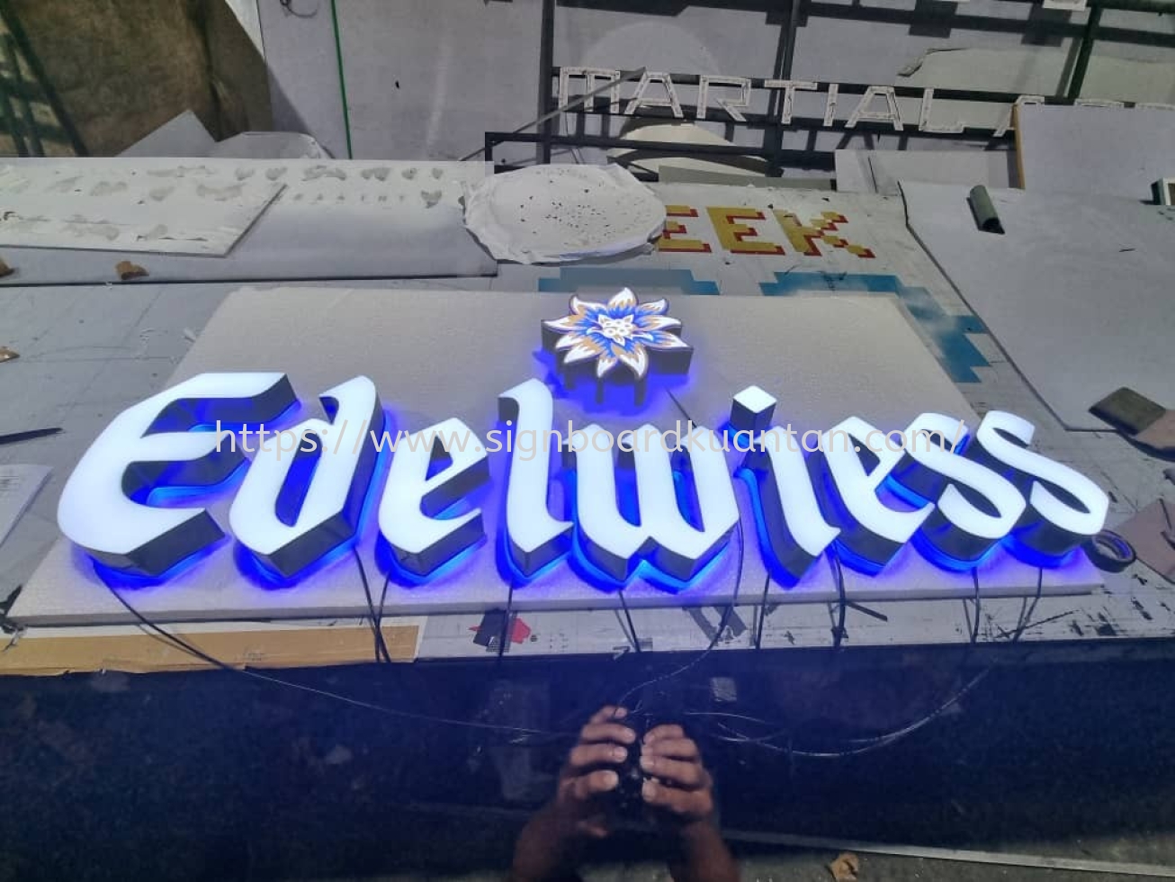 EDELWIESS INDOOR 3D LED FRONTLIT & BACKLIT SIGNAGE SIGNBOARD AT TRIANG BERA TEMERLOH PAHANG