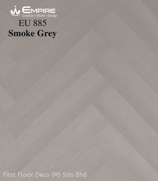 EU885 - SMOKE GREY - SPC HERRINGBONE SERIES 5MM - FLOORING SPC Herringbone Series - 5MM - EMPIRE SPC - Stone Plastic Composite Penang, Malaysia Supplier, Installation, Supply, Supplies | FIRST FLOOR DECO (M) SDN BHD