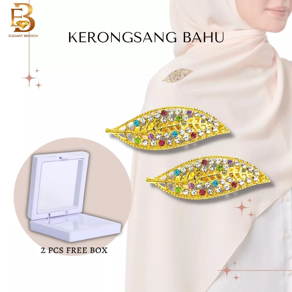 Elegant Brooch 2pcs [FREE BOX] Kerongsang Bahu Pin Tudung Hijab Sepasang Brooch shoulder Korea B2945