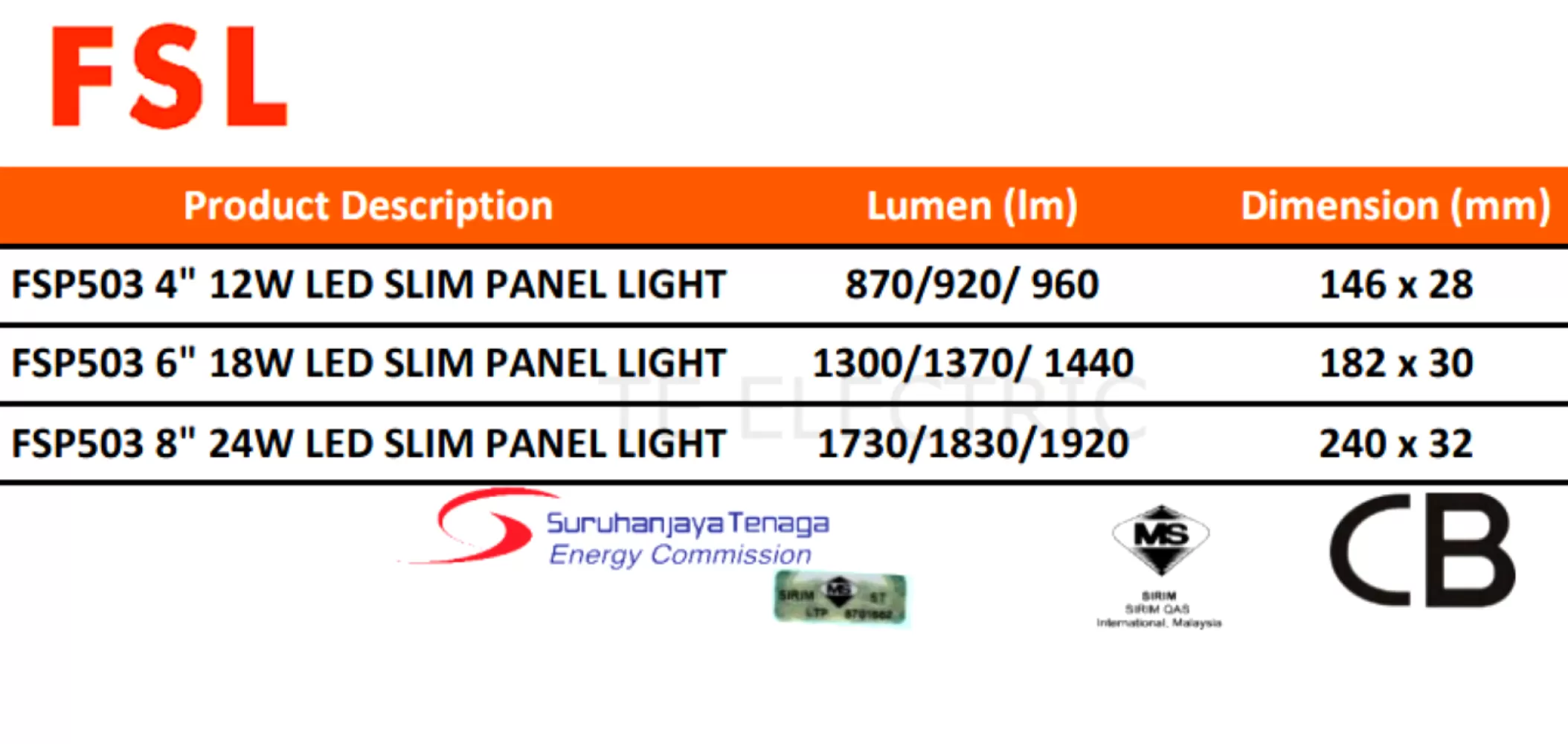 FSL 4" 12W / 6" 18W / 8" 24W LED DOWNLIGHT ROUND PANEL LAMP SIRIM BULAT
