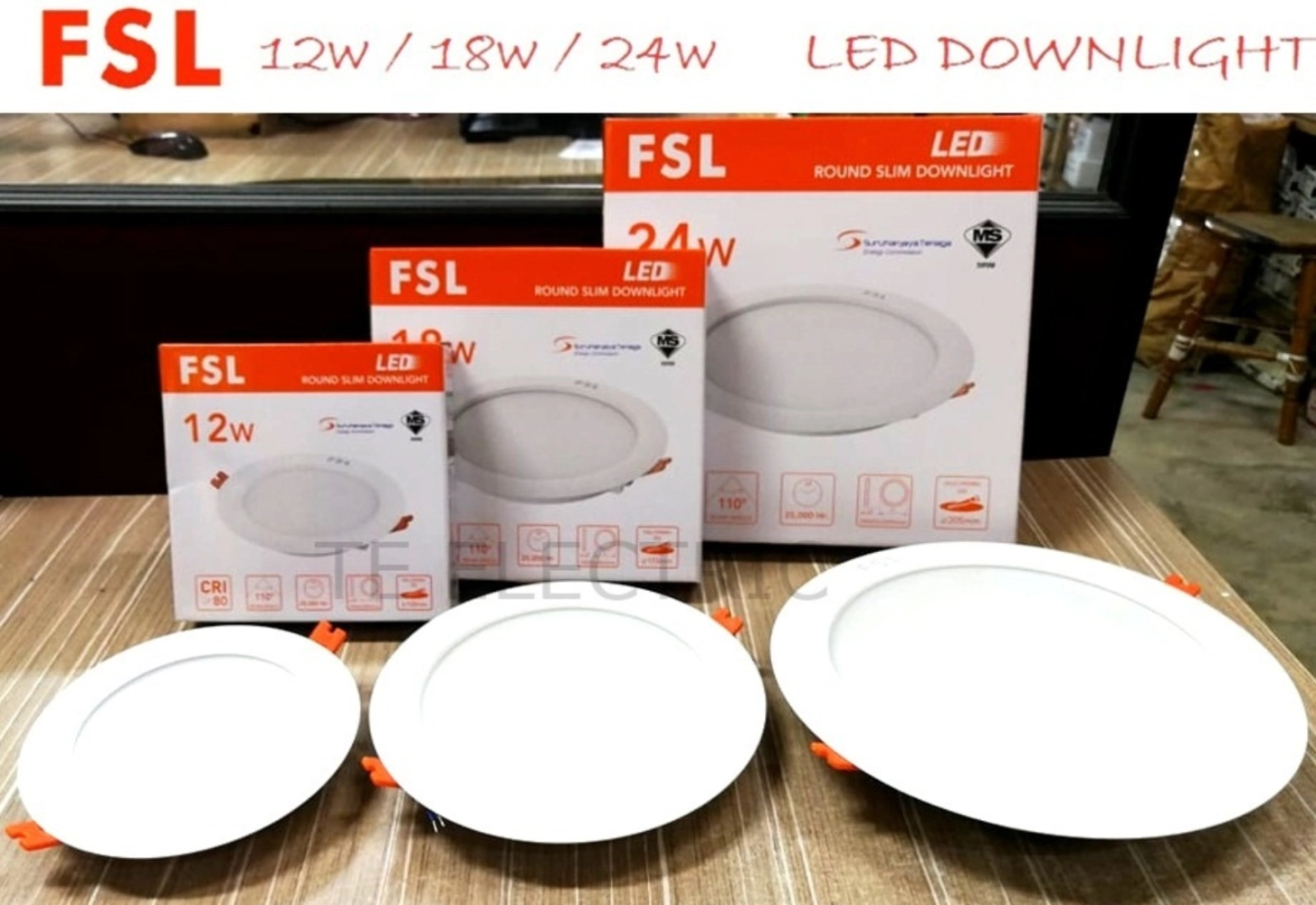 FSL 4" 12W / 6" 18W / 8" 24W LED DOWNLIGHT ROUND PANEL LAMP SIRIM BULAT