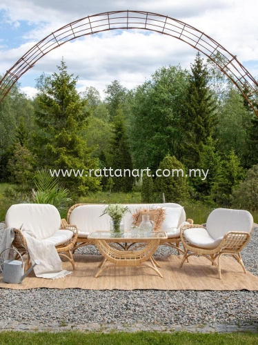 RATTAN SOFA & COFFEE TABLE