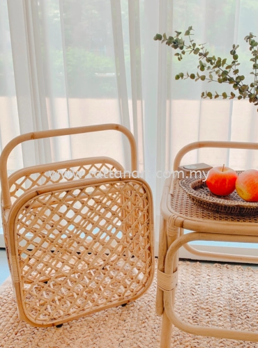 RATTAN SIDE TABLE/ BOOK RACK