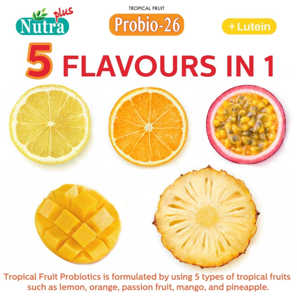 NUTRAPLUS PROBIO-26 | 3-in-1 Premium Formula of Probiotics, Prebiotics & Lutein | 50 BILLION CFU