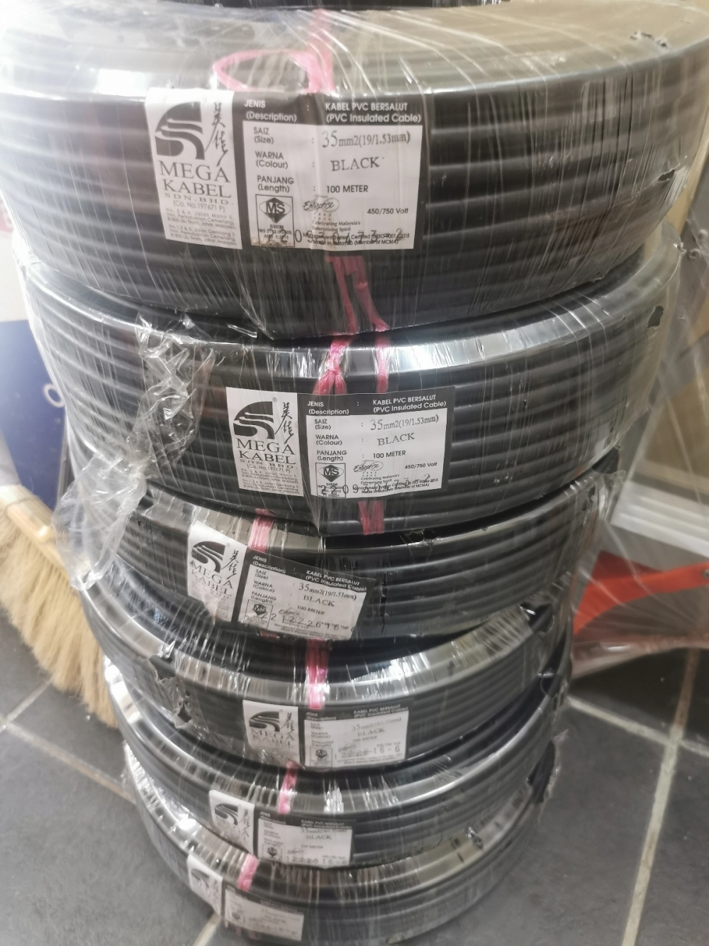 MEGA PVC SINGLE CORE CABLE 35MM BLK 