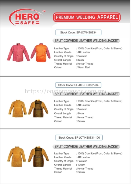 HEROSAFE PREMIUM WELDING APPAREL SAFETY PRODUCTS Selangor, Malaysia, Kuala Lumpur (KL), Klang Supplier, Suppliers, Supply, Supplies | Eastern Gases Trading Sdn Bhd