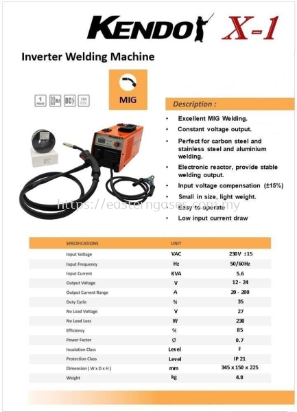 KENDO INVERTER MIG WELDING MACHINE X-1 KENDO WELDING MACHINE Selangor, Malaysia, Kuala Lumpur (KL), Klang Supplier, Suppliers, Supply, Supplies | Eastern Gases Trading Sdn Bhd