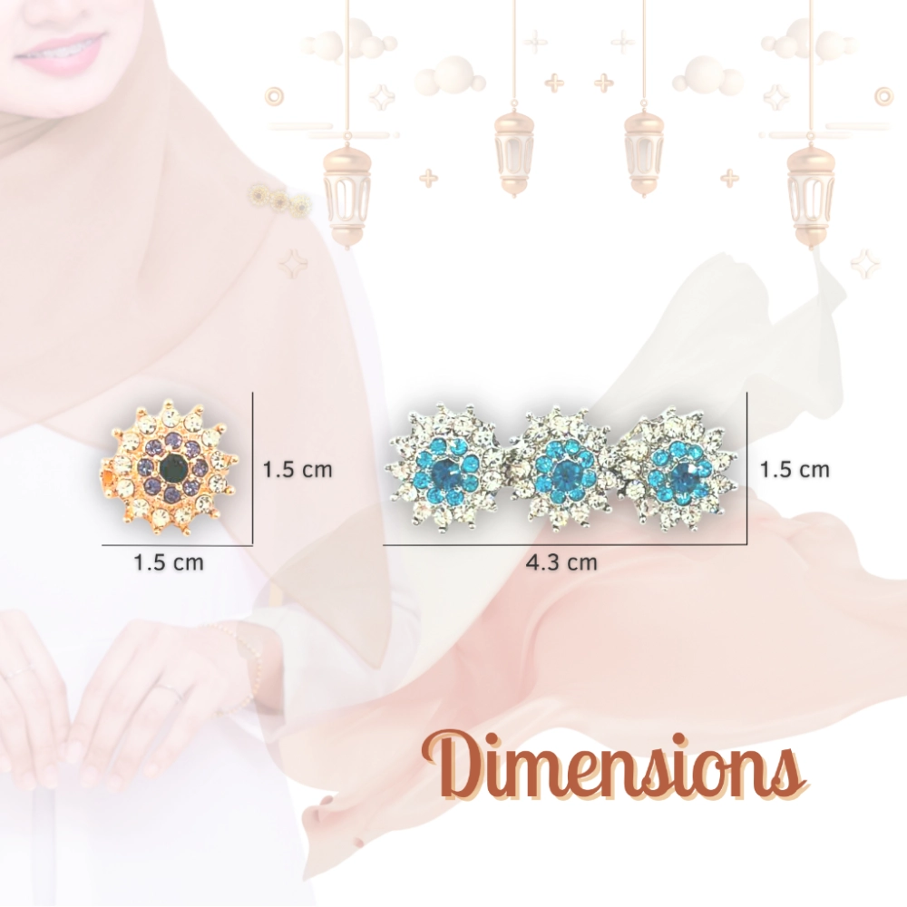 Elegant Brooch 3 in 1 set [FREE BOX] Kerongsang Bahu Pin Tudung Hijab Sepasang Brooch shoulder Korea B1578