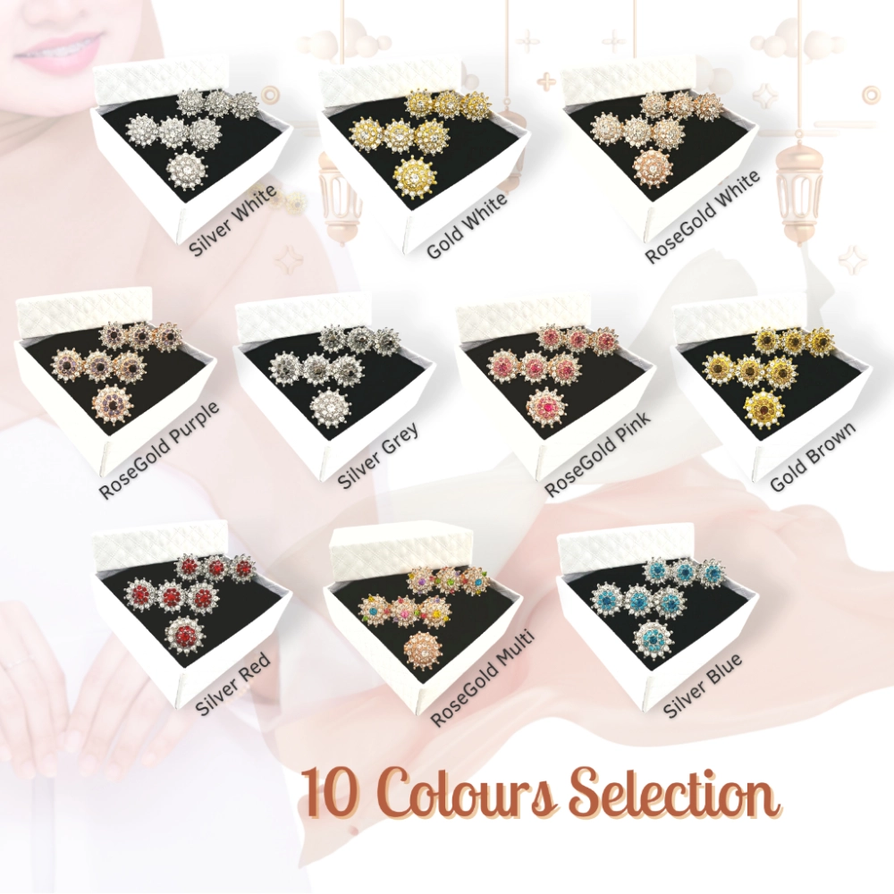 Elegant Brooch 3 in 1 set [FREE BOX] Kerongsang Bahu Pin Tudung Hijab Sepasang Brooch shoulder Korea B1578