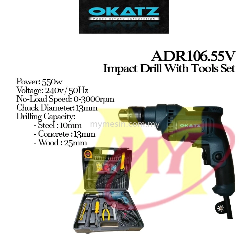 Okatz ADR106.55V Impact Drill Complete Tools Set 550W [Code: 10047]