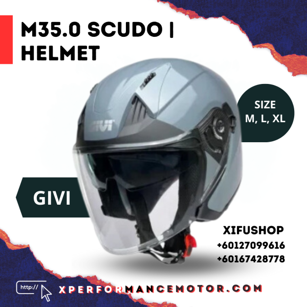 GIVI M35.0 SCUDO | HELMET (SOLID GREY) GIVI OTHERS BRANDS CATALOG HELMETS Johor Bahru JB Supply Suppliers | X Performance Motor