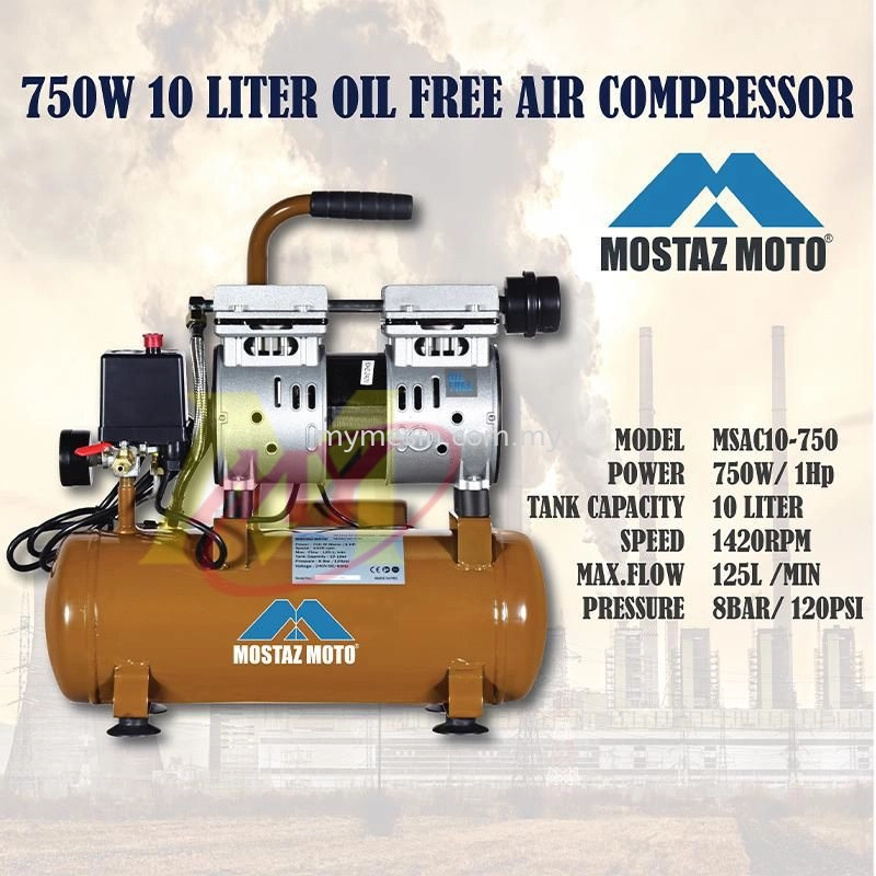 MOSTAZ MSAC10-750 Oil Free Air Compressor 1Hp-10 Liter