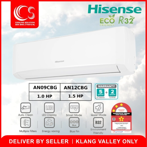Hisense R32 CBG Series Non-Inverter Air Conditioner AN09CBG 1.0HP AN12CBG 1.5HP Delivery by Seller (Klang Valley area only)
