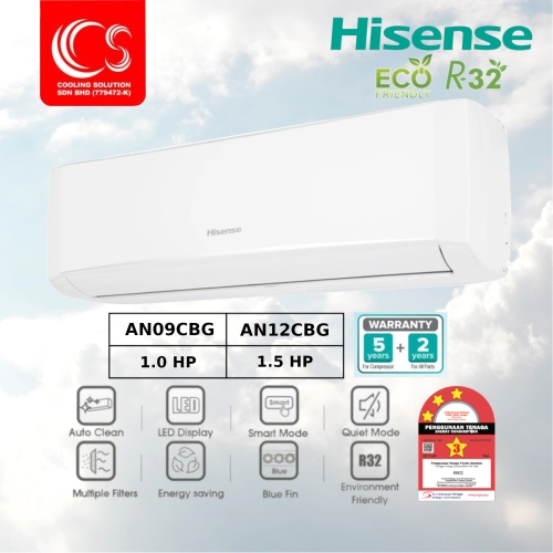 Hisense R32 CBG Series Non-Inverter Air Conditioner AN09CBG 1.0HP AN12CBG 1.5HP