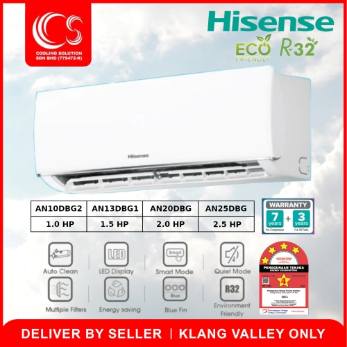 Hisense R32 DBG Series Non-Inverter Air Conditioner AN10DBG2 1.0HP AN13DBG1 1.5HP AN20DBG 2.0HP AN25DBG 2.5HP Delivery by Seller (Klang Valley area only)
