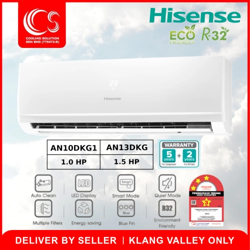 Hisense R32 DKG Series Non-Inverter Air Conditioner AN10DKG 1.0HP AN13DKG 1.5HP Deliver by Seller (Klang Valley area only)