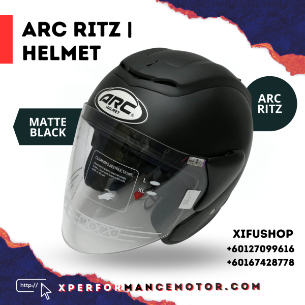 Arc Ritz Matte Black ARC RITZ ARC CATALOG HELMETS Johor Bahru JB Supply Suppliers | X Performance Motor