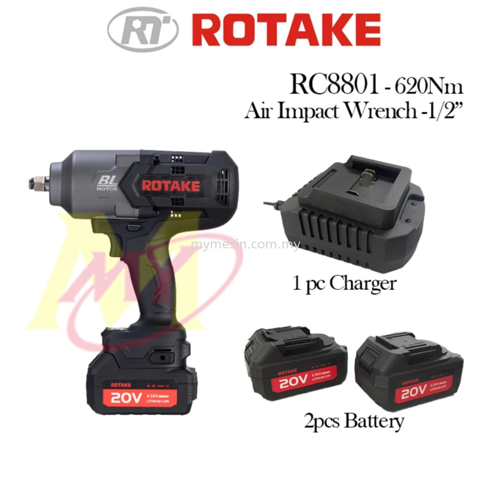 ROTAKE RC8801 1/2" Cordless Impact Wrench - 620Nm  [10105]