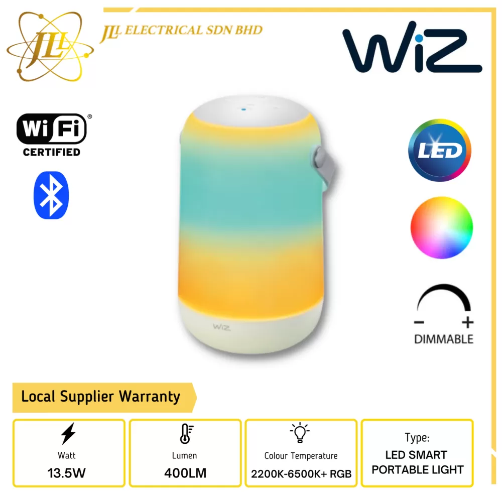 PHILIPS WIZ 13.5W 400LM 2200K-6500K+ RGB DIMMABLE BLUETOOTH SMART LED PORTABLE LIGHT