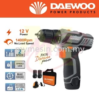 Daewoo DALD128 12V Cordless Drill with 2pc Battery (2.0Ah) + 1 Charger [Code: 10135]