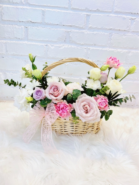 Pastel Flower Basket Fruits Flower Basket Melaka Retailer, Services | BLISS FLORIST
