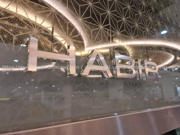 habib acrylic cut out lettering with stainless steel silver face indoor signage  ACRYLIC BOX UP Kuala Lumpur (KL), Malaysia Supplies, Manufacturer, Design | Great Sign Advertising (M) Sdn Bhd