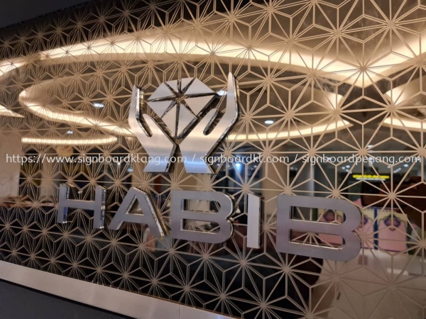 habib acrylic cut out lettering with stainless steel silver face indoor signage  Timbul Akrilik Kuala Lumpur (KL), Malaysia Pembinaan, Pasang, Pembekal | Great Sign Advertising (M) Sdn Bhd