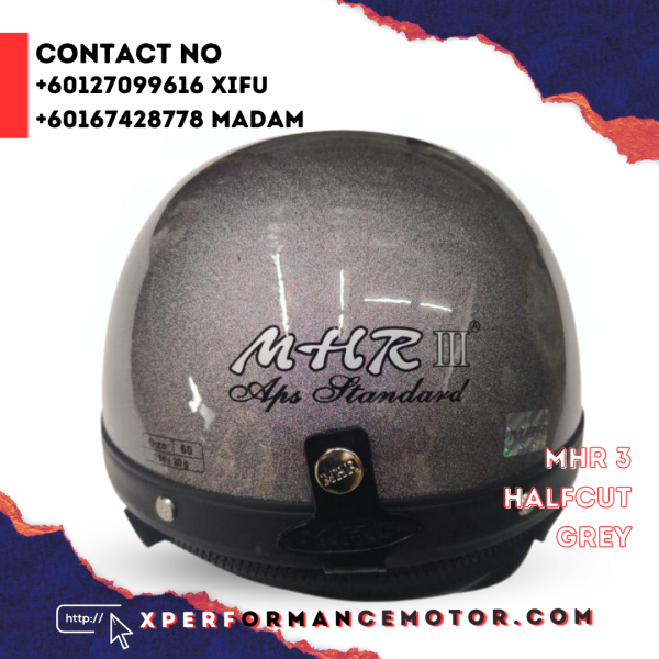 MHR III HALFCUT GREY MHR HALF MHR CATALOG HELMETS Johor Bahru JB Supply Suppliers | X Performance Motor