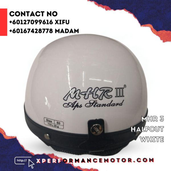 MHR III HALFCUT WHITE MHR HALF MHR CATALOG HELMETS Johor Bahru JB Supply Suppliers | X Performance Motor