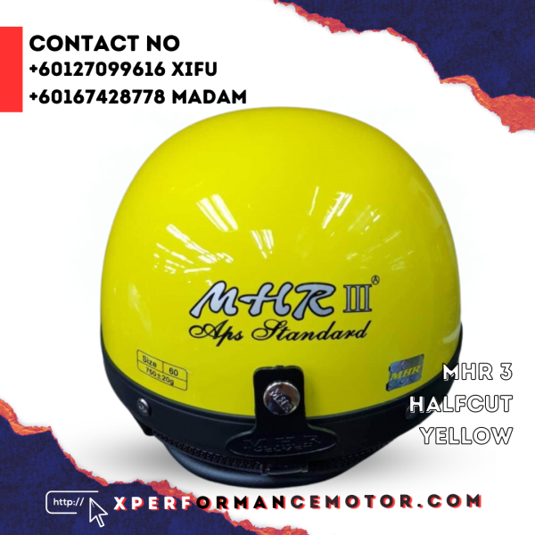 MHR III HALFCUT YELLOW MHR HALF MHR CATALOG HELMETS Johor Bahru JB Supply Suppliers | X Performance Motor