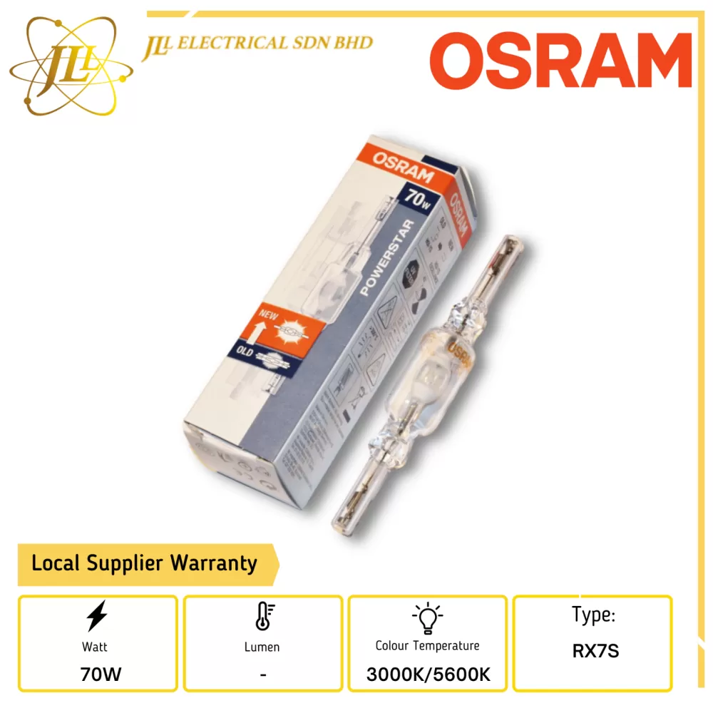 OSRAM HQI-TS Excellence 70W RX7s 3K/56K Powerstar Metal Halide OSRAM OSRAM  BULBS Kuala Lumpur (KL), Selangor, Malaysia Supplier, Supply, Supplies,  Distributor | JLL Electrical Sdn Bhd
