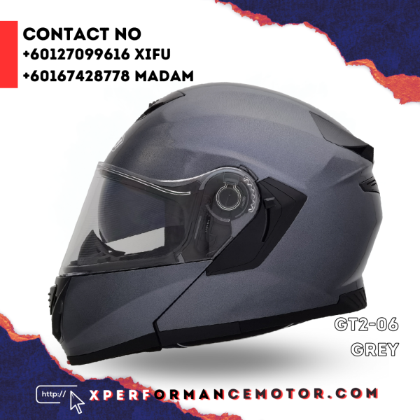 MHR GT2-06 GREY FLIP UP MHR CATALOG HELMETS Johor Bahru JB Supply Suppliers | X Performance Motor