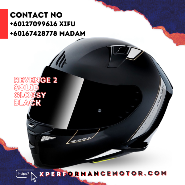 MT REVENGE 2 SOLID GLOSSY BLACK REVENGE 2 MT HELMET CATALOG HELMETS Johor Bahru JB Supply Suppliers | X Performance Motor