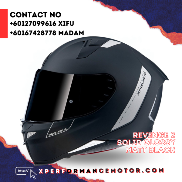 MT REVENGE 2 SOLID MATT BLACK REVENGE 2 MT HELMET CATALOG HELMETS Johor Bahru JB Supply Suppliers | X Performance Motor