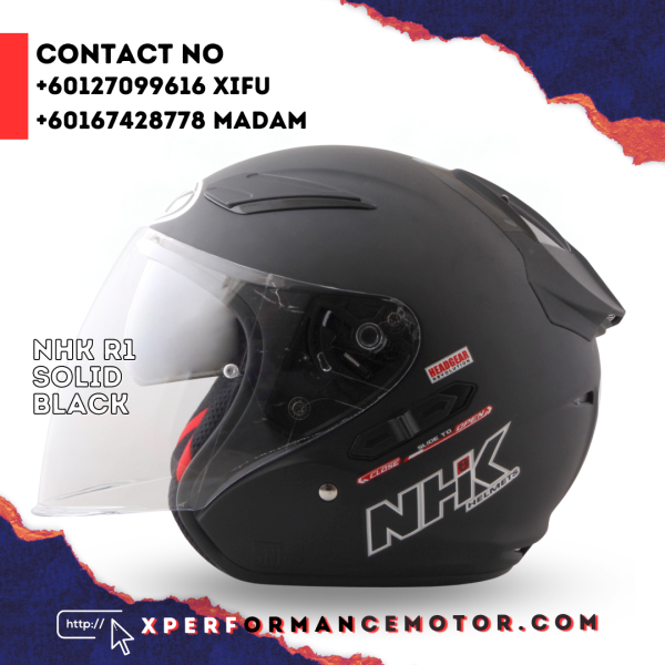 NHK R1 SOLID BLACK R1 NHK CATALOG HELMETS Johor Bahru JB Supply Suppliers | X Performance Motor