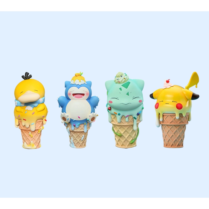 抖音同款神奇宝贝雪糕冰淇淋甜筒系列 皮卡丘妙蛙种子可达鸭卡比兽手办模型