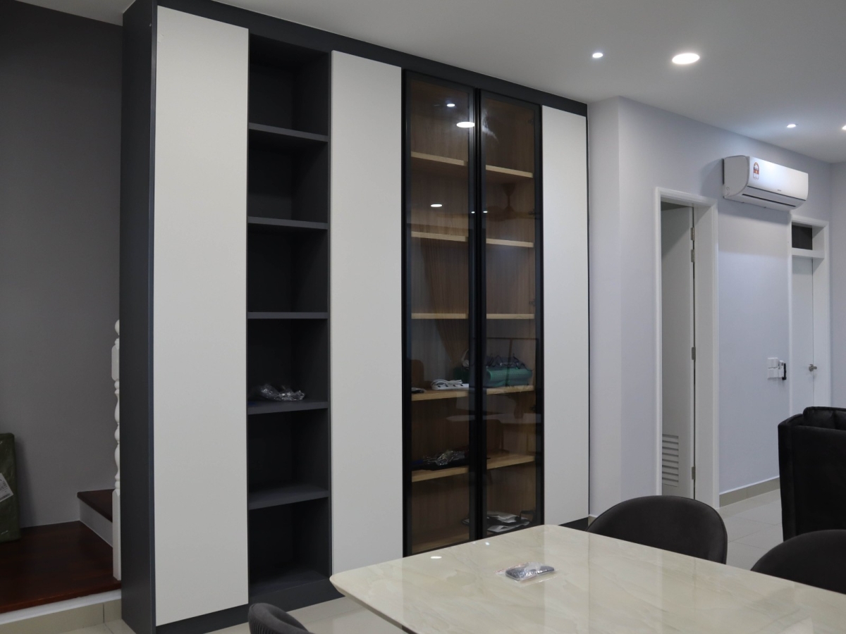 Modern White & Grey Storage Cabinet Design - Interior Design Ideas-Renovation-Residential-Johor Bahru Storage Design Residential Design Carpentry Work - Customize Carpentry Work Johor Bahru (JB), Gelang Patah, Malaysia Services | SD Renovation & Design Sdn Bhd